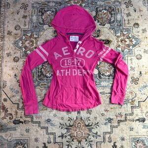 Y2K Aeropostale hoodie vintage College top baby doll coquette Pink Long Sleeve